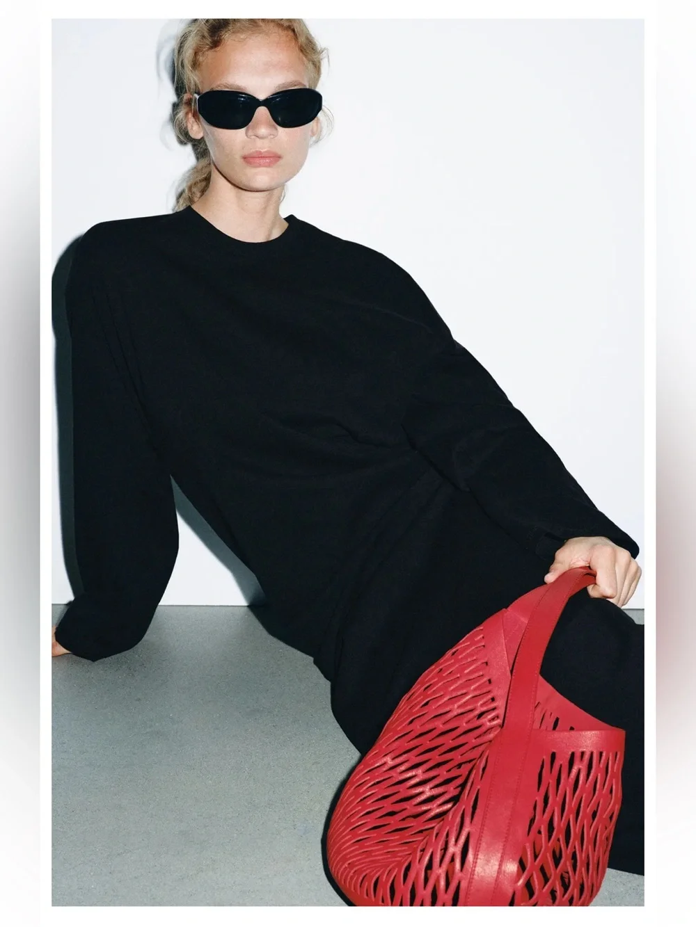 Zara Red Die Cut Leather Bag